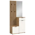 Garderobenkombination 4-teilig Kompaktgarderobe Artisan Eiche Dekor Weiß matt