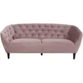 Ambia Home Chesterfield-Sofa, Rosa, Holz, Kautschukholz, massiv, 3-Sitzer, 191x78x84 cm, Wohnzimmer, Sofas & Couches, Sofas, Chesterfield Sofas