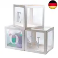 Partydekoration Ballonbox, 3 Stück Weiße Transparente Quadratische Ballonboxen m