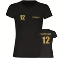 multifanshop T-Shirt Damen Deutschland - Trikot Nummer 12 Gold - Frauen schwarz 3XL