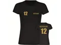 multifanshop Damen T-Shirt - Deutschland - Trikot Nummer 12 Gold - Druck gold metallic - Frauen