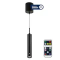 REV Pendelleuchte Akku - 130lm dimmbar 3 Farben, Timer 1-4H, höhenverstellbar durch ziehen (37-163cm) Hängeleuchte mit Fernbedienung, ideal als Hängelampe ohne Strom, schwarz