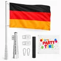 ONBEST Fahnenmast | mit Bodenhülse und Karabiner | 6,2 m | inklusive Deutschlandfahne | Partyfahne