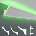 HEXIM LED Stuckleisten Sparpakete - Indirekte Beleuchtung mit Deckenleisten aus PU, leicht & lichtundurchlässig- (2m LED-15) Stuckprofil Profil