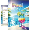 E&G Klasse 10er Einladungskarten Set A6 Einladung Poolparty Pool Party Cocktail Erwachsene 10x15 cm Party Männer Frauen Teenager Geburtstag Geburtstagsparty Poolparty schwimmen