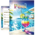 10x Einladungskarten Poolparty Set "Pool und Cocktails" Party Einladung