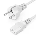 deleyCON 10m Kaltgerätekabel Netzkabel Stromkabel Kaltgeräte Strom Kabel Schutzkontakt Stecker Typ F (CEE 7/7) auf Kaltgerätekupplung C13 Buchse PC Computer Monitor Drucker Beamer - Weiß