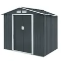 HATTORO S100 Metall Gerätehaus XL Geräteschuppen Garten Schuppen Gartenhaus Grau