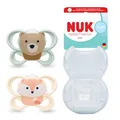 NUK Perfect Match Air Baby Schnuller | 0-2 Monate | Orthodontische Schnuller Neugeborene, die Luftzirkulation fördern & Speichel-Ausschlag verhindern | 95% Baby-Akzeptanz** | Bär/Fuchs | 2 Stück