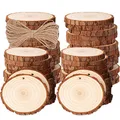 50 Stück Holzscheiben, BetterJonny Rund 4-5cm Holz Log Scheiben Kit mit Loch Unvollendete Holzkreise für DIY, Basteln, Hochzeit, Weihnachten Dekoration