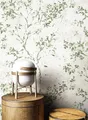 Newroom Tapete Grün Vliestapete Blätter - Mustertapete Floral Beige Weiß Äste Blätterranke Vintage 3D Optik Blumentapete Zweige inkl. Tapezier-Ratgeber