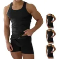 normani Unterhemd 4 Stück Herren-Unterhemd Feinripp Schwarz mit Feinrippung schwarz 9/XL