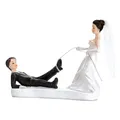 PartyDeco Tortenfigur Hochzeit 11,5cm - Brautpaar Figuren mit Seil - Hochzeitstorte Deko Tortendeko Tortenaufsatz Cake Topper - Hochzeitsdeko Torte - Hochzeitstortenfiguren Weiß Schwarz