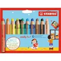 Buntstift, Wasserfarbe & Wachsmalkreide - STABILO woody 3 in 1 - 10er Pack mit Spitzer - mit 10 verschiedenen Farben