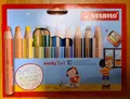 STABILO woody 3 in 1 Buntstifte Wasserfarbe  Wachsmalkreide  10er Pack  Spitzer