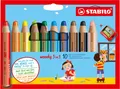 STABILO woody 3 in 1 Buntstift Wasserfarbe Wachsmalkreide 10er Pack mit Spitzer