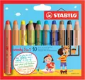 STABILO - woody 3 in 1 Buntstift, Wasserfarbe & Wachsmalkreide - 10er Pack Stift