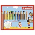 Stabilo Woody 3 IN 1 Super Jumbo Stifte Etui Of 10 Verschiedene Plus Schärfer