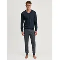 CALIDA Schlafanzug Relax Streamline (2 tlg) mit V-Neck und Bündchen blau L (52/54)
