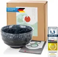 Komplettes Matcha Set traditionell japanisch 4-teilig mit Keramik Teeschale, Bambusbesen, Dosierlöffel & Besenhalter für authentischen Tee