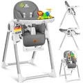 KIDIZ 3in1 Hochstuhl Kinderhochstuhl inkl. Spielbügel , Babyliege , Kombihochstuhl Babyhochsitz ,7 höhenverstellbar Verstellbare Rückenlehne , mitwachsend ab 0 Monate bis 6 Jahre Babystuhl