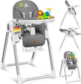 KIDIZ® 3in1 Hochstuhl Kinderhochstuhl inkl. Spielbügel , Babyliege , Kombihochstuhl Babyhochsitz ,7 höhenverstellbar Verstellbare Rückenlehne , mitwachsend ab 0 Monate bis 6 Jahre Babystuhl