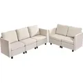 VEVOR Ecksofa Eckcouch Schlafsofa mit verstecktem Stauraum, modularer Couch mit hochelastischem Schaumstoff, gepolstertes Sofa (5 Sitzer) mit Massi...