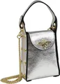 Toscanto Umhängetasche Toscanto Tasche silber metallic Leder (Umhängetasche), Damen Umhängetasche Leder, silber metallic ca. 13cm x ca. 17cm