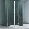 Mai & Mai Duschkabine Komplett Duschtasse Falttür 180° Klarglas 75x75x190cm ESG Klappbar & Faltbar Duschtür Lotus-Effekt NANO Eckeinstieg R26