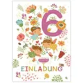 JUNAPACK Einladungskarten Fee Einladungen zum 6. Kindergeburtstag Karten Mädchen Blumen, Einladungskarten mit Feen zum sechsten Geburtstag