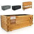 BooGardi Pflanzkübel groß außen & innen mit Vlies · Blumenkasten XXL (Pflanzkasten rechteckig · 120 cm naturbraun), 10 Größen · Hochbeet · Holz · für Garten, Balkon & Terrasse braun 131 l | 120 cm x 38 cm x 42 cm