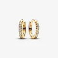 PANDORA Creolen Vergoldetes Metall goldfarbig weiße Steine Paar Damen 263015C01