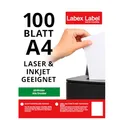 Labex Label A4 Klebeetiketten zum Bedrucken – 100 Blatt Selbstklebende Etiketten A4 – Etikettenpapier für Drucker – Aufkleber zum Bedrucken