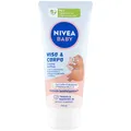 NIVEA Baby, Gesichts- & Körpercreme, weich, 100 ml, feuchtigkeitsspendende und pflegende Baby-Körpercreme, Gesichtscreme für Neugeborene mit Mandelmilch und Vitaminen, Baby-Körpercreme gegen