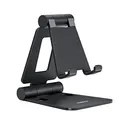 Nulaxy Verstellbar Handy Ständer Tisch, Faltbarer Aluminium Handy Halterung Einstellbar Schreibtisch, Kompatibel mit iPhone 17/16/15/14/13/12 Pro Max/Xr/Xs/X/8, Huawei, Galaxy und Allen Smartphones