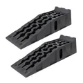 TRUTZHOLM 2 x Auffahrrampe mit Überfahrstopper 90x28x22 cm hochbelastbar 5t Traglast Kunststoff Auffahrkeil Wohnmobil PKW SUV rutschfeste Rampe für jeden Untergrund Kunststoff schwarz
