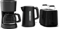 Klarstein Velaire Vollständiges Frühstücksset – Toaster 2 Scheiben mit Brötchenaufsatz, Wasserkocher 1,7L, Filterkaffeemaschine 10 Tassen, 7 Bräunungsstufen, Warmhaltefunktion, Glas-Kanne