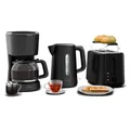 Klarstein Velaire Vollständiges Frühstücksset – Toaster 2 Scheiben mit Brötchenaufsatz, Wasserkocher 1,7L, Filterkaffeemaschine 10 Tassen, 7 Bräunungsstufen, Warmhaltefunktion, Glas-Kanne