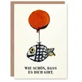 Lustige Geburtstagskarte Wie Schön Dass Es Dich Gibt Fisch mit Luftballon