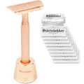 Störtebekker® Premium Rasierhobel 'Oslo' im Set mit Störtebekker Premium Rasierständer 'Oslo' in Rosé-Gold - Edle matte Optik, rutschfester Griff, massiver Stand - Rasierset Herren - Geschenkidee