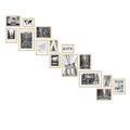 PHOTOLINI Bilderrahmen Set verschiedene Größen, 15 Bilderrahmen Holz MDF Natur, Bilder Rahmen mit Acrylglas, Bilderrahmenset zum Aufhängen, Fotorahmen Set mit Zubehör für Fotos & Poster