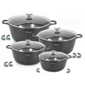 8 tlg Kochtopf Set Topf Induktion 20-24-28-32cm schwarz