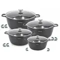 8 tlg Kochtopf Set Topf Induktion Anti Haft 20-24-28-32cm Geschirrset Schwarz