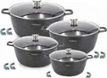 8 tlg Kochtopf Set Topf Induktion Anti Haft 20-24-28-32cm Geschirrset Schwarz