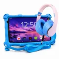 AngelTech Kinderpaket PRO MAX - Kindertablet + Kinderkopfhörer - Android 15 - 4+3 GB RAM - 64+64 GB - Octa-Core-Prozessor - Schnelles 8 Zoll - Blau