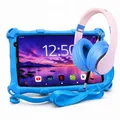 AngelTech Kinderpaket PRO MAX - Kinder Tablet PRO MAX + Kinder Kopfhörer - Android 14 - Kombi Paket - 8 Zoll HD - 4 + 3 GB RAM - 64 + 64 GB ROM - Octa 8 Core (Kinderpaket Blau)