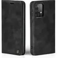 Handy Hülle für Samsung Galaxy A52 / A52 5G / A52s 5G Klapphülle Bookcase Flip Cover Handy Tasche Etui Farbe: Schwarz - Schwarz