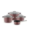 WMF Fusiontec Mineral Pro, 4-teiliges Topf-Set, langlebiges, kratzfestes Material, Topfset Induktion, für alle Herdarten geeignet, Made in Gemany, Rose Quartz, 0518955290