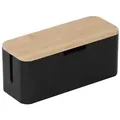 Relaxdays Kabelbox aus Bambus Hellbraun,Schwarz