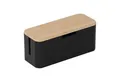 relaxdays Kabelbox aus Bambus, Natur-Schwarz